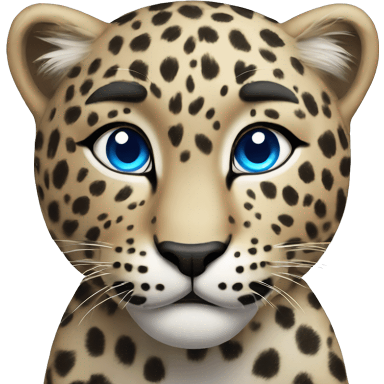 Cute Leopard with blue eyes and emoji