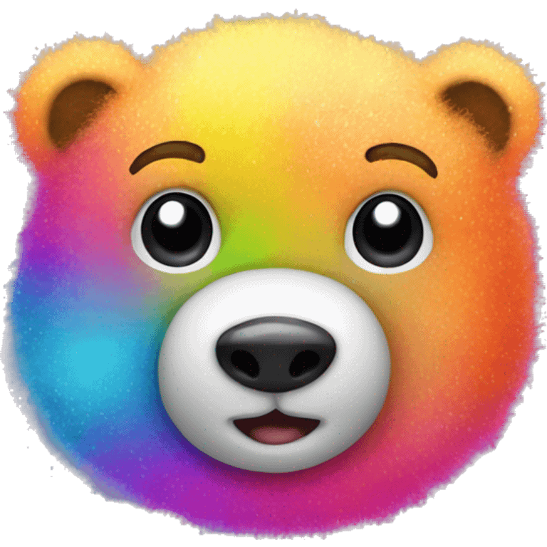 Cute bear stuffed animal, rainbow fur, colorful, neon, bright, sparkle emoji