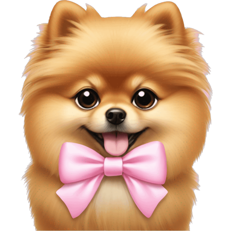 Pomeranian with a baby pink bow  emoji