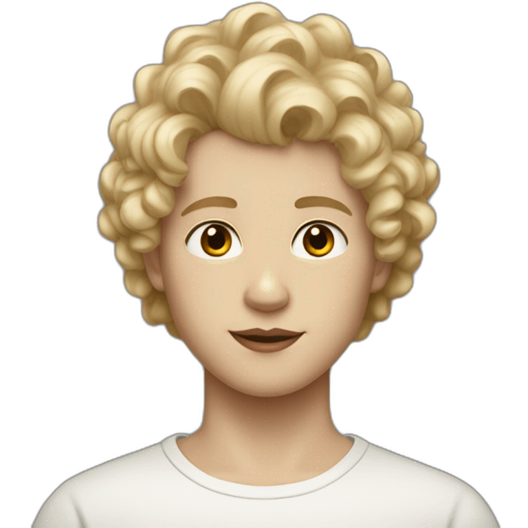 boy with blonde curly hair and brown eyes and white skin and red lips  emoji