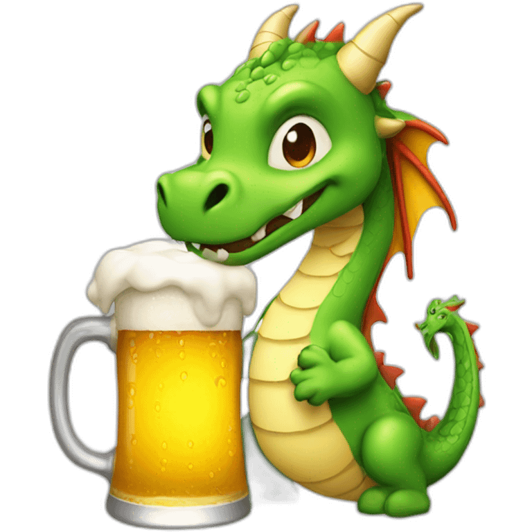 Dragon with beer emoji