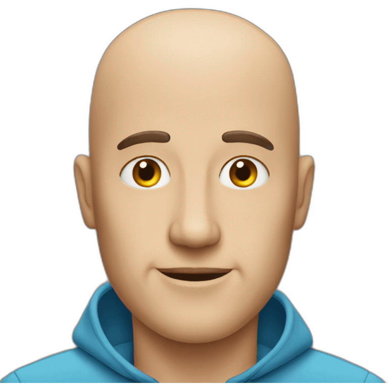 Bald man with spolie vision emoji