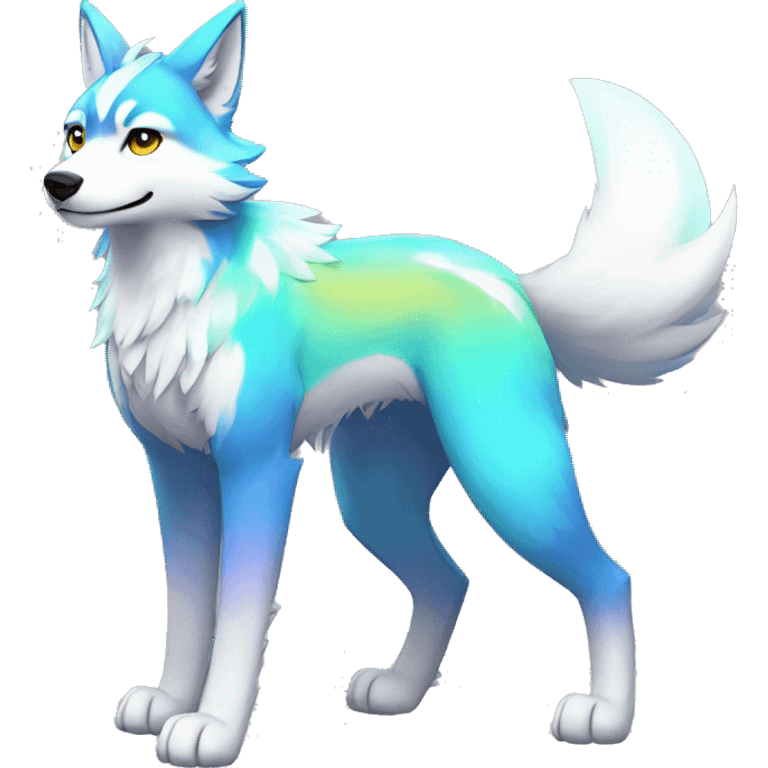 Colorful Shiny Fionbri-Falvie-sparkle-wolf-sona with markings full body emoji