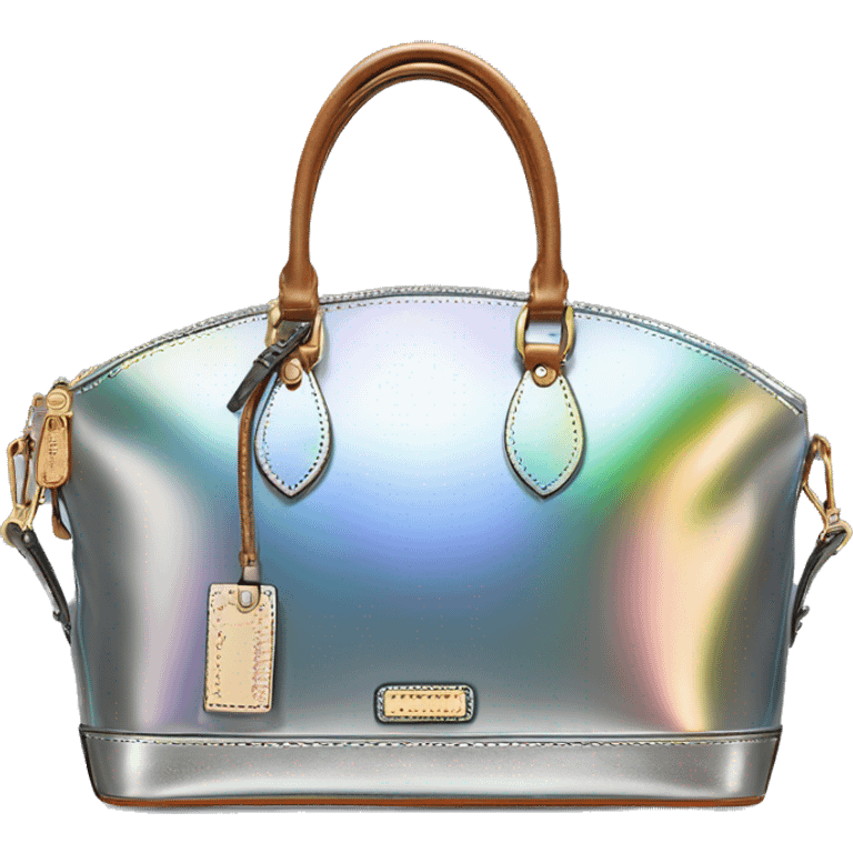 Realistic iridescent silver domed Dooney and Bourke satchel hand bag. emoji