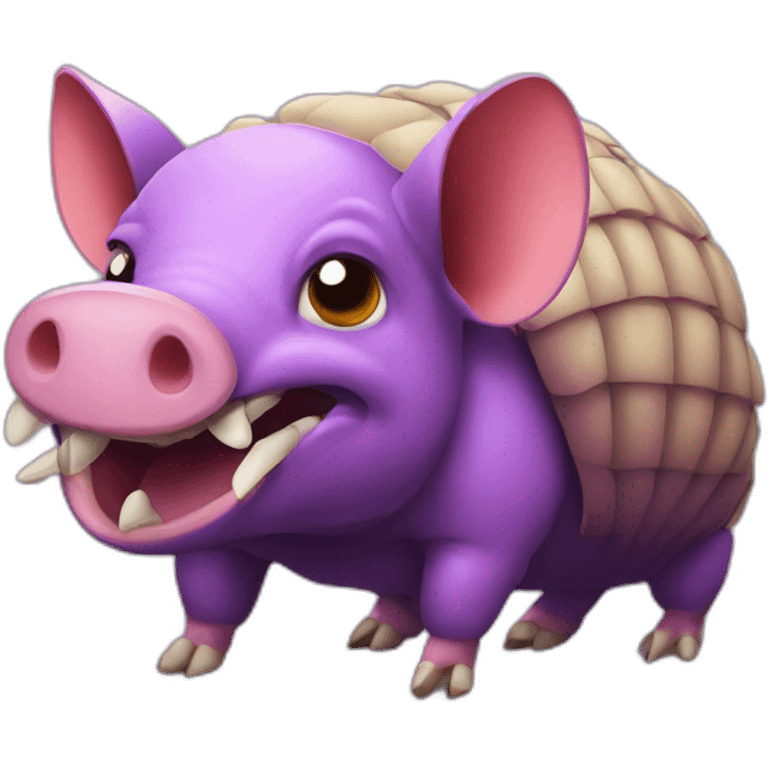 Purple Pig insect armadillo with evil face emoji