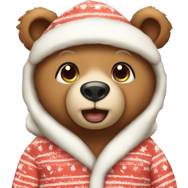 Cute bear wearing christmas pijamas emoji