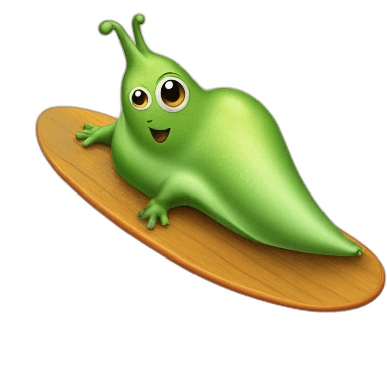 a slug on a surfboard emoji