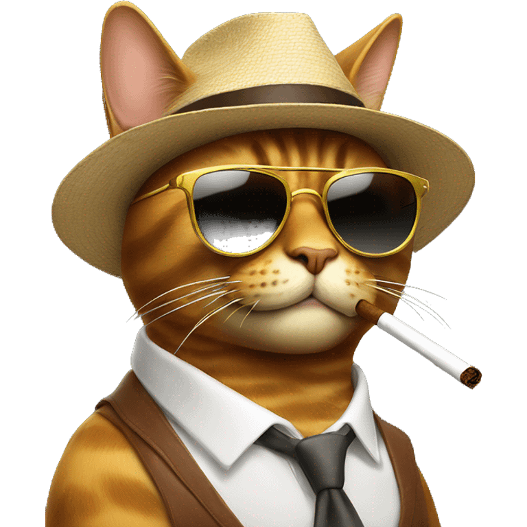 Cool cat wearing sunshades and smoking a cigar emoji