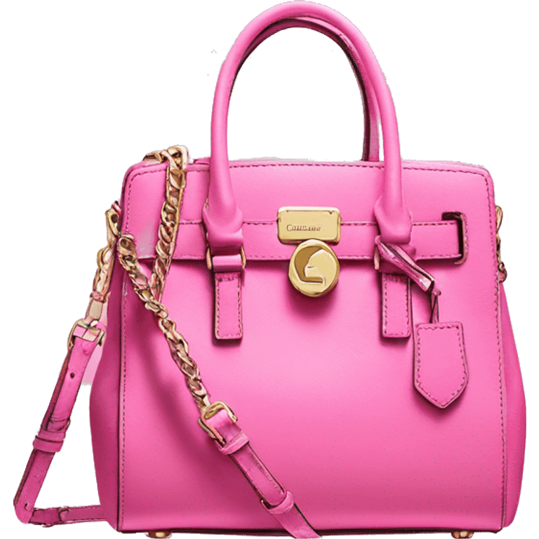 Realistic bubblegum pink designer Michael kors satchel purse. emoji