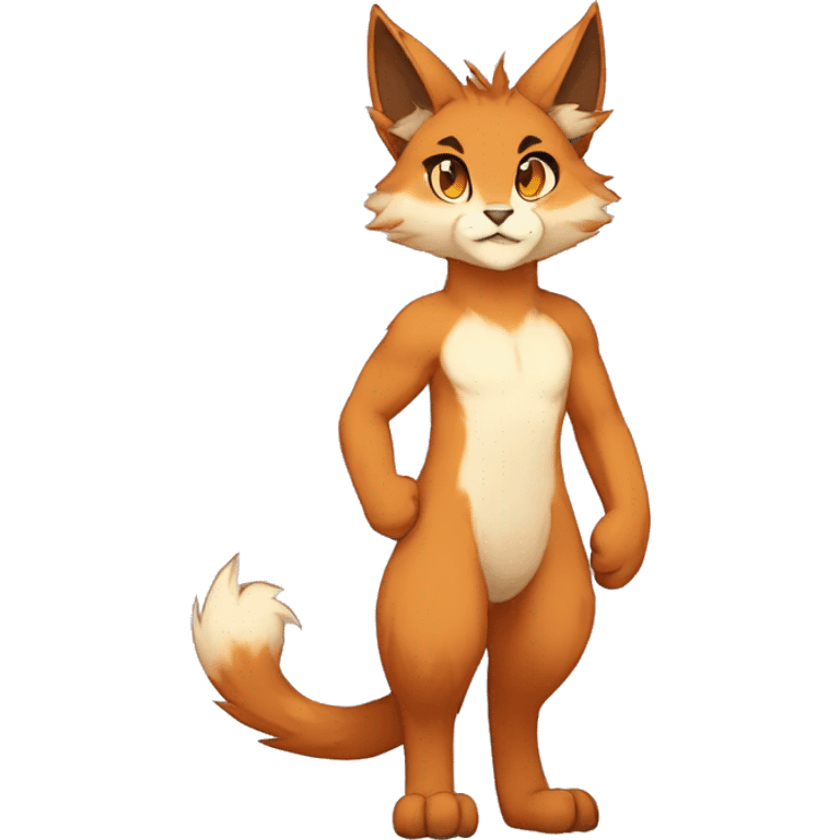 Anthro Beige-Orange-Brown Furry-Sona-Fakemon Lynx-Caracal Full Body emoji