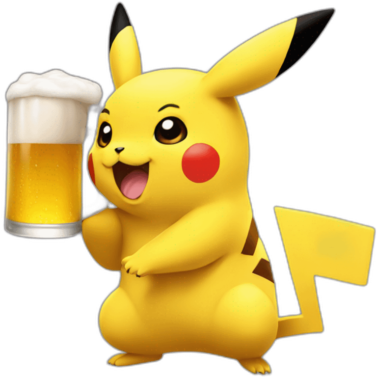 pikachu drinking a beer emoji