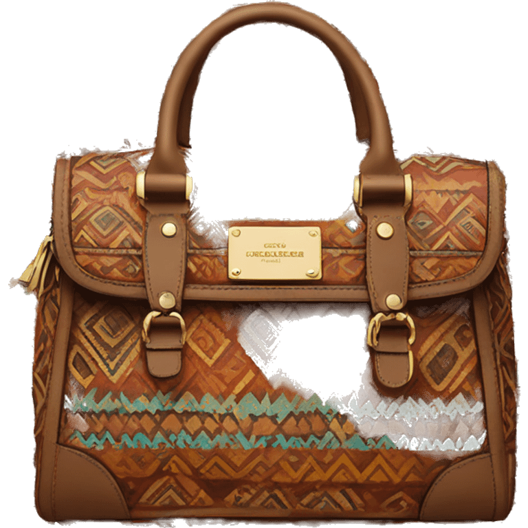 Realistic Michael kors aztec pattern satchel purse. emoji