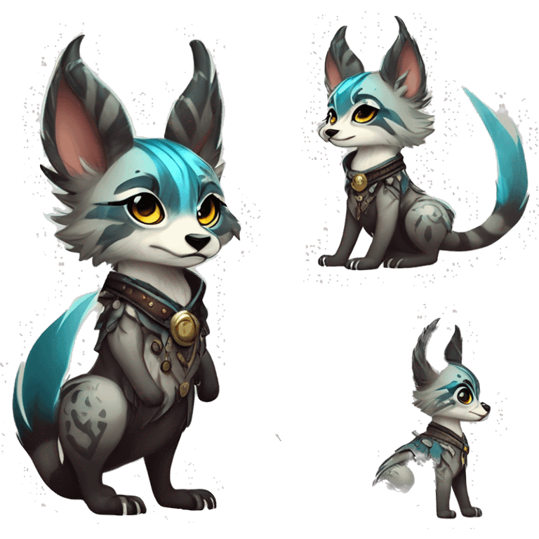 Cool cute Kawaii edgy fantasy shiny animal  fursona Fionbri vernid by griffsnuff & LiLaiRa & Falvie full body emoji