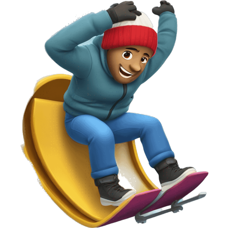 a man is rolling head over heels on a snow slide emoji