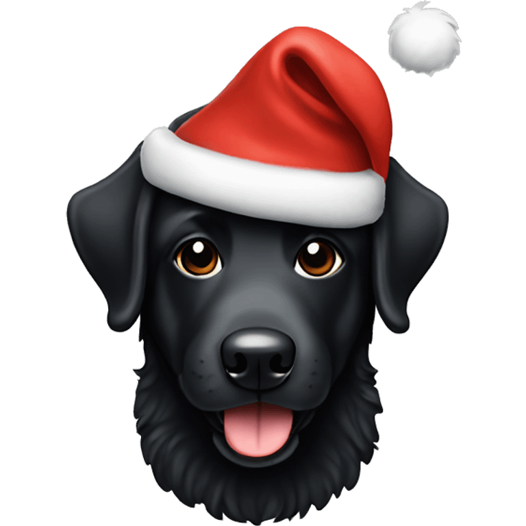 Black doodle dog with Santa hat emoji