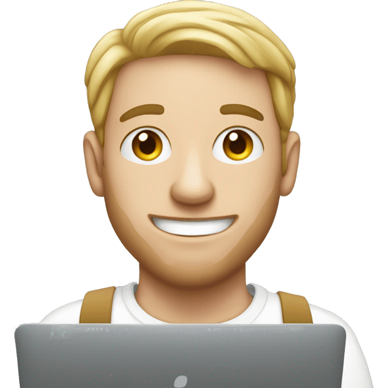 white man illustrator with macbook emoji