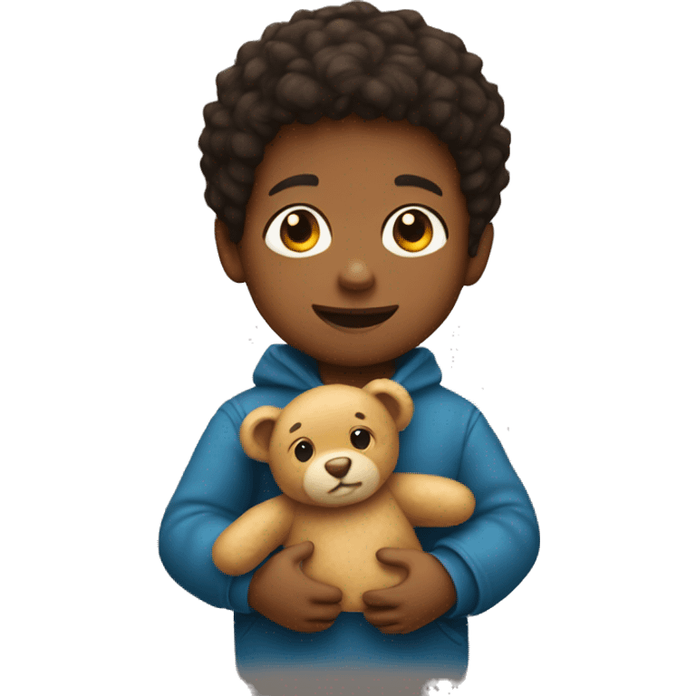 small child boy holding a Teddy bear  emoji