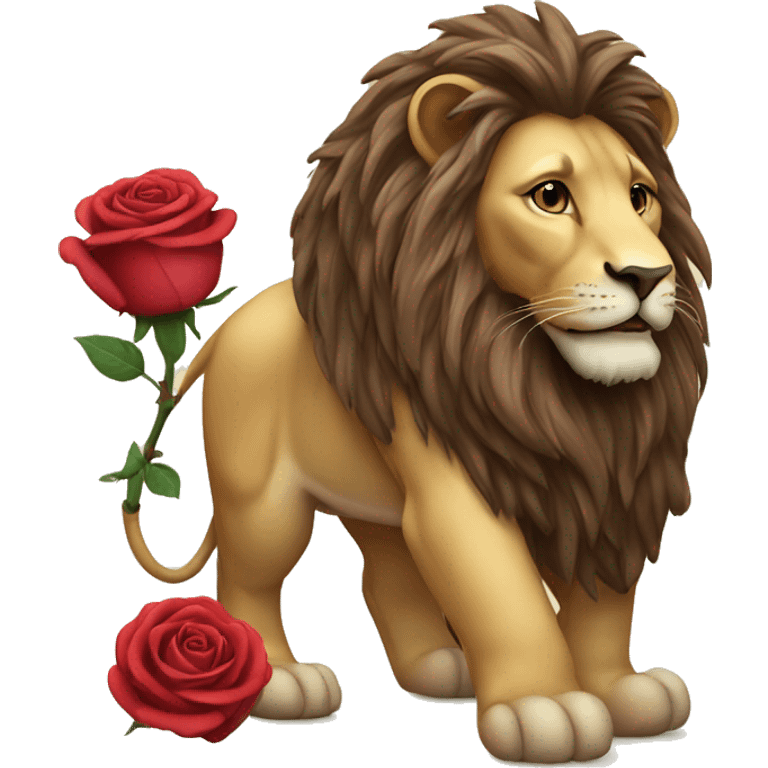 romantique, lion, rose emoji