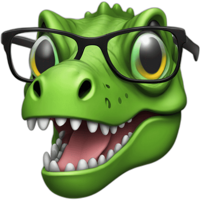 old green t rex with glasses emoji