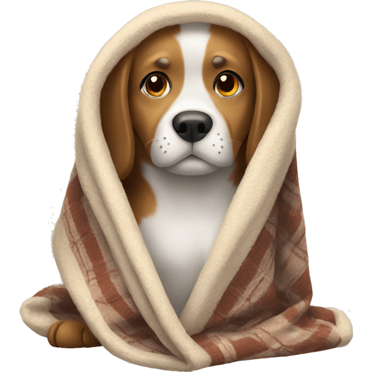 Dog with a cozy blanket  emoji