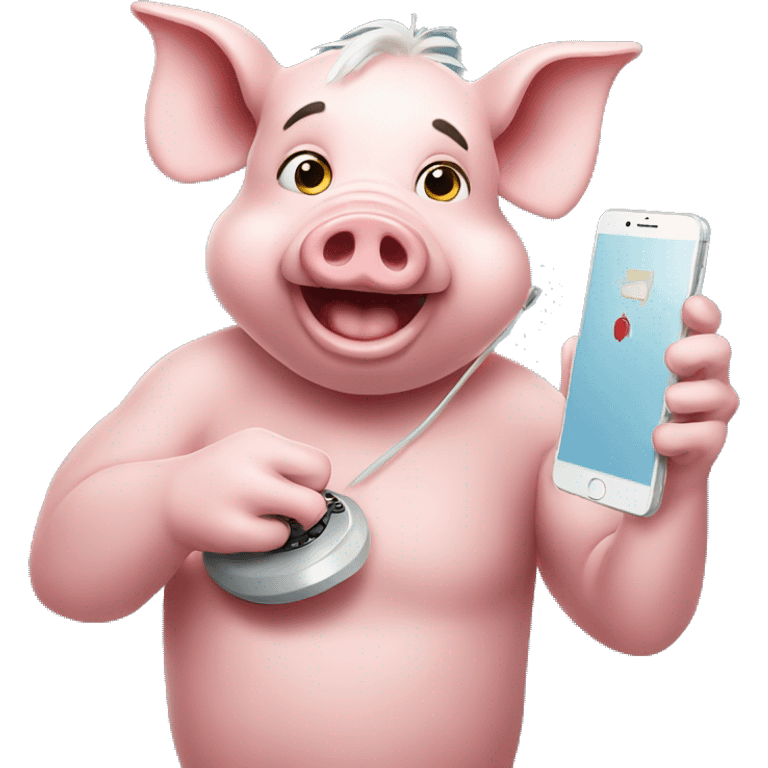 pig playing phone emoji