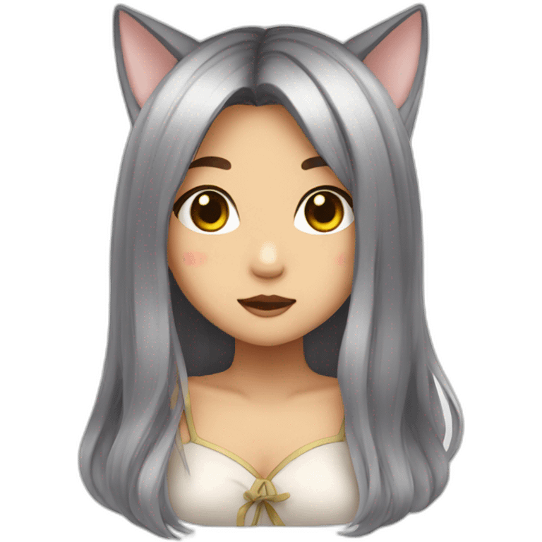 neko girl with long hair emoji