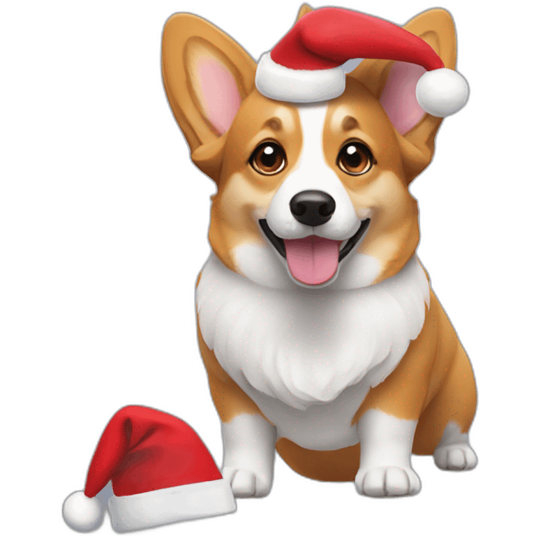 a corgi wearing Santa’s hat emoji