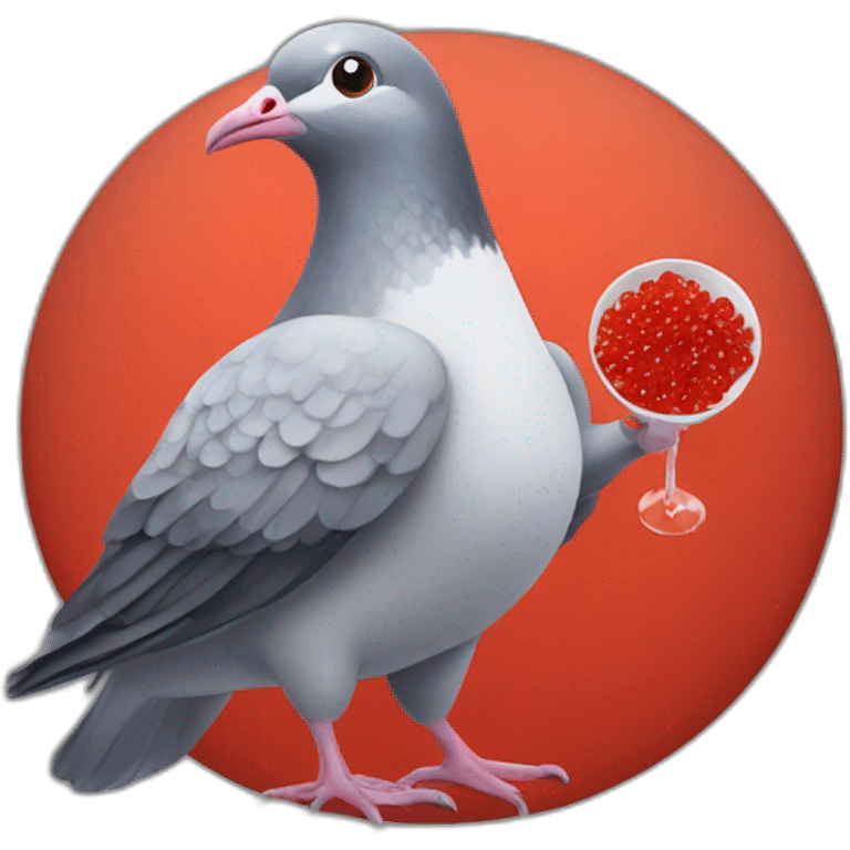 pidgeon holding red caviar in hand emoji