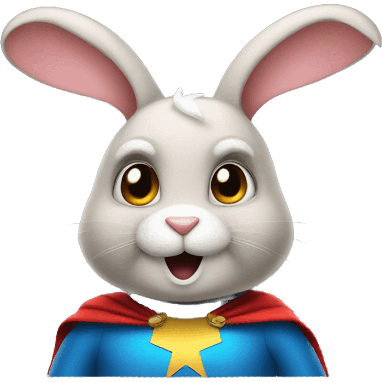 Rabbit dressed as funny super hero emoji