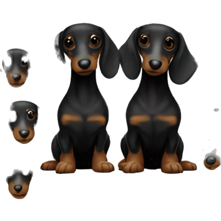 Two tri black long haired dachshunds together  emoji