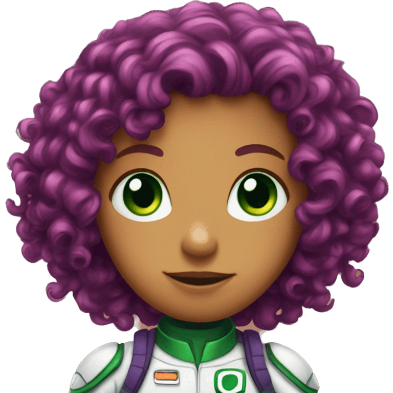 starfire dc red curly hair purple spacesuit eyes green emoji