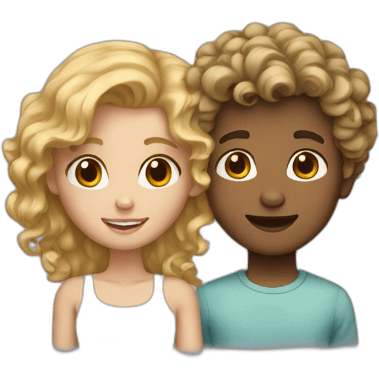 blond girl with a boy withcurly brown hair  emoji