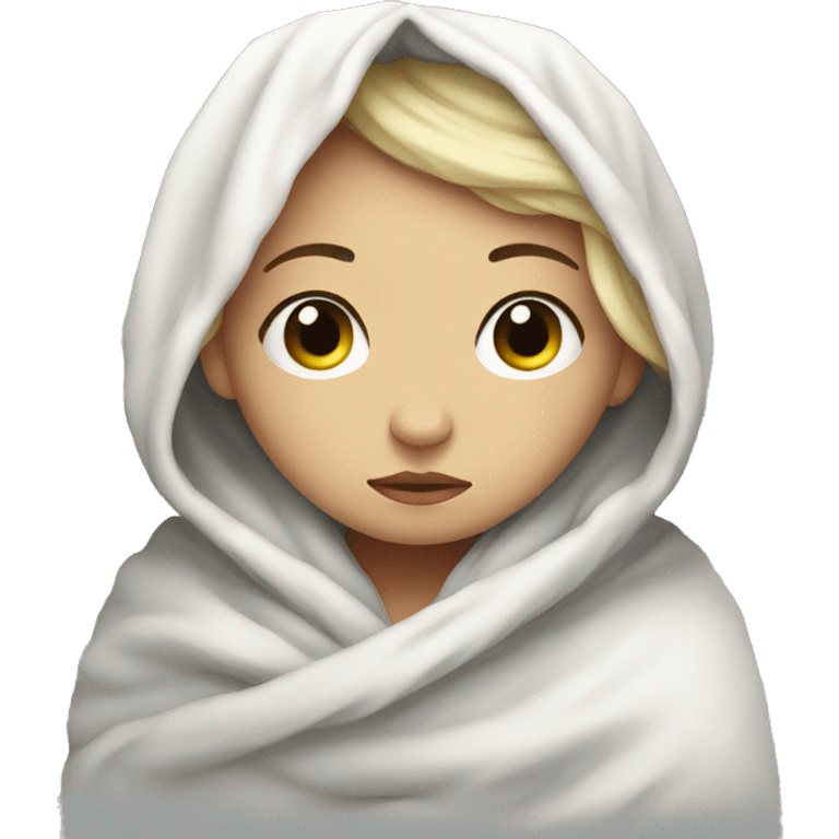 The white sad girl wrapped herself in a blanket emoji