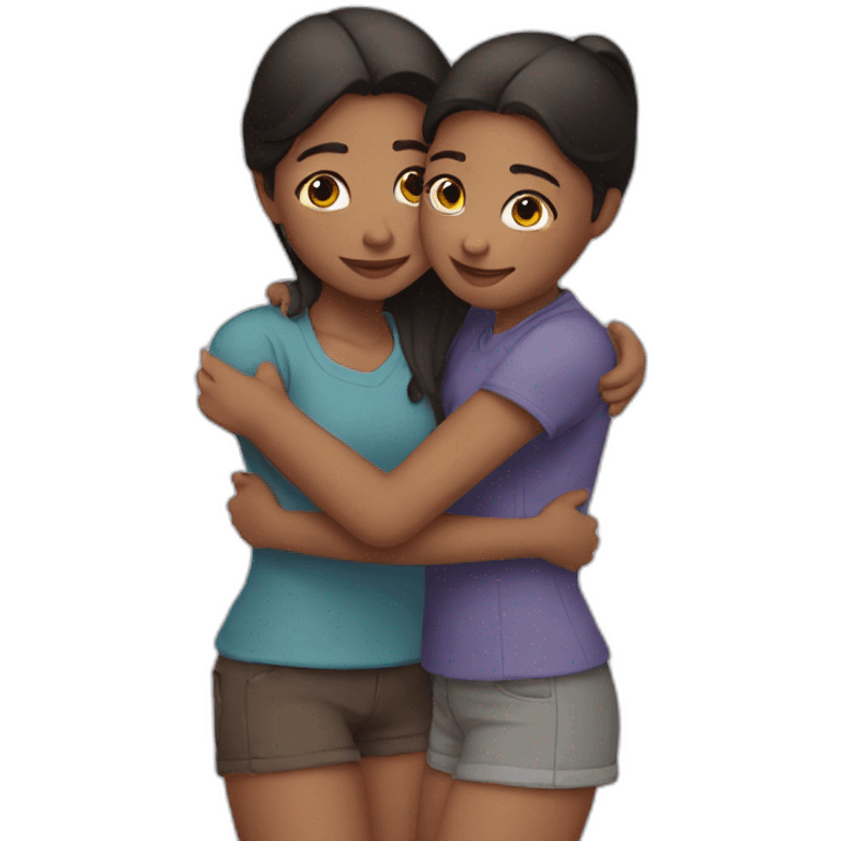 Two girls hugging each other  emoji