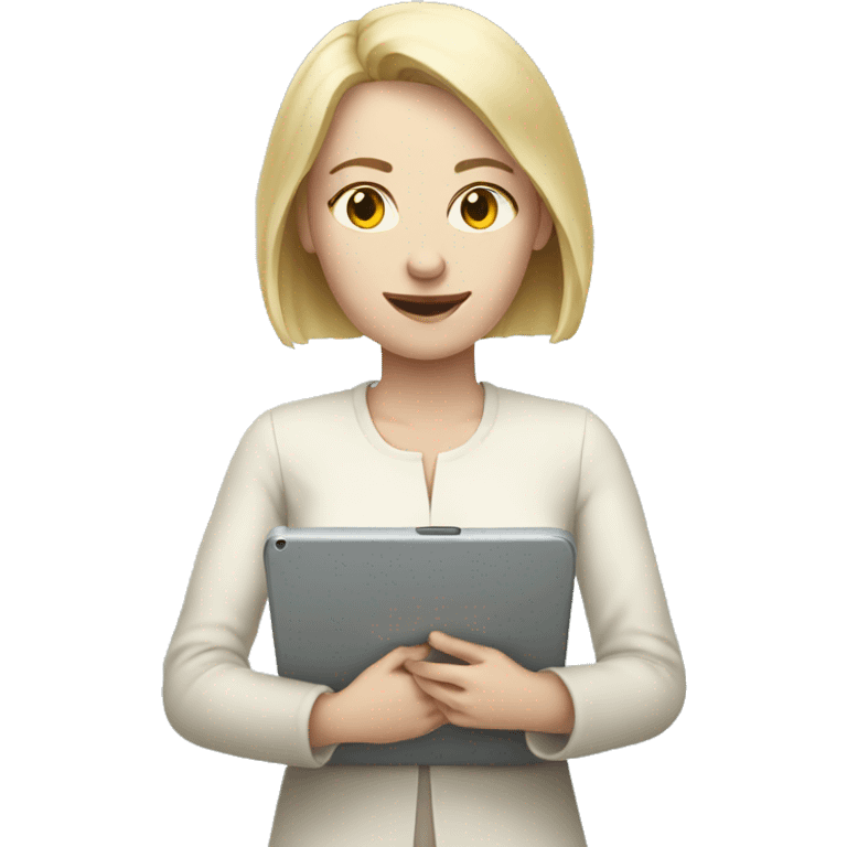 Pale woman with tablet emoji