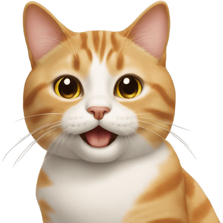 Realistic cat saying hello while making biscuits  emoji