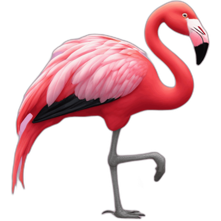 Flamant rose sur éléphant emoji