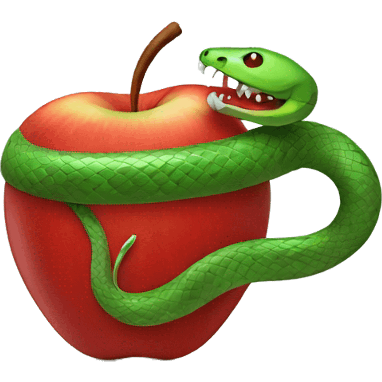 snake wrapped around red apple emoji