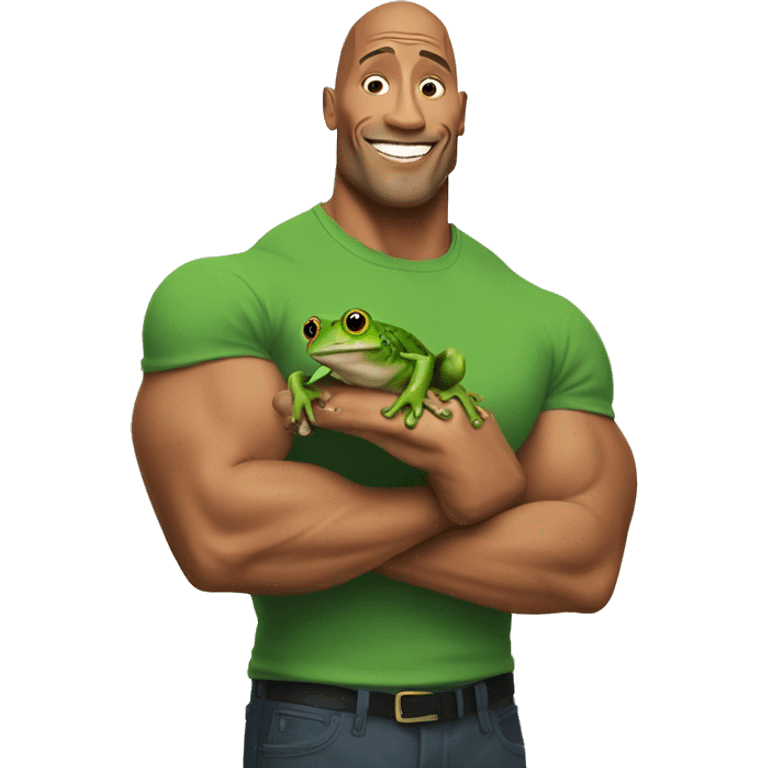 Dwayne Johnson holding a frog emoji