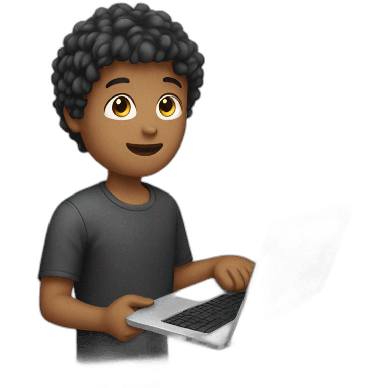 Boy having laptop in hand emoji