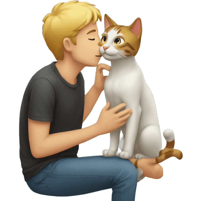 a guy kissing a cat emoji