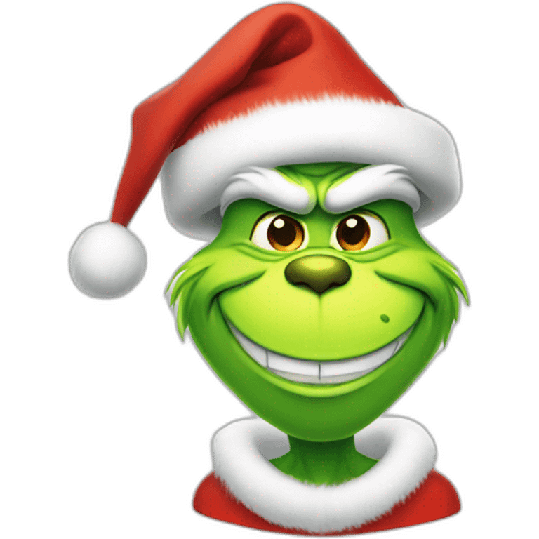 grinch smiles with christmas hat emoji