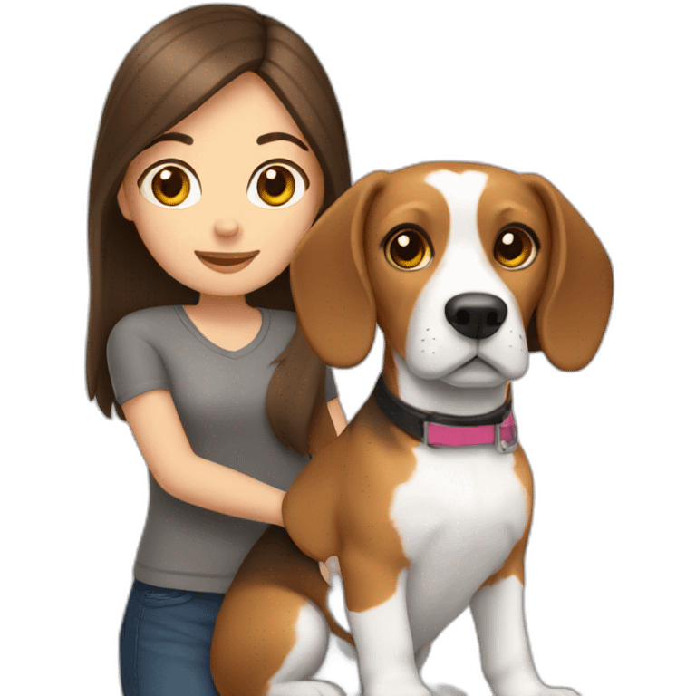 Beagle and brunette girl emoji