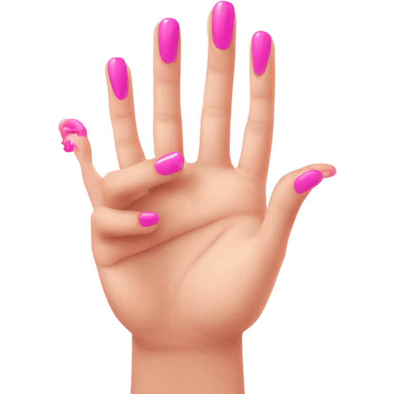 Hands in the shape of a heart with pink nails emoji