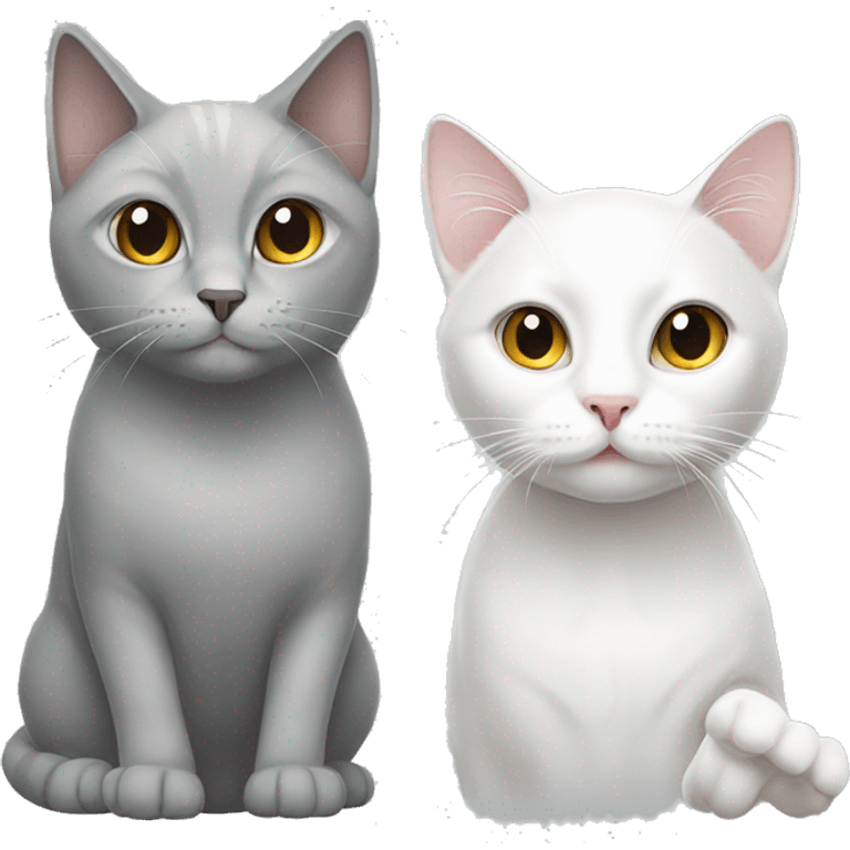 White cat and gray-white cat emoji