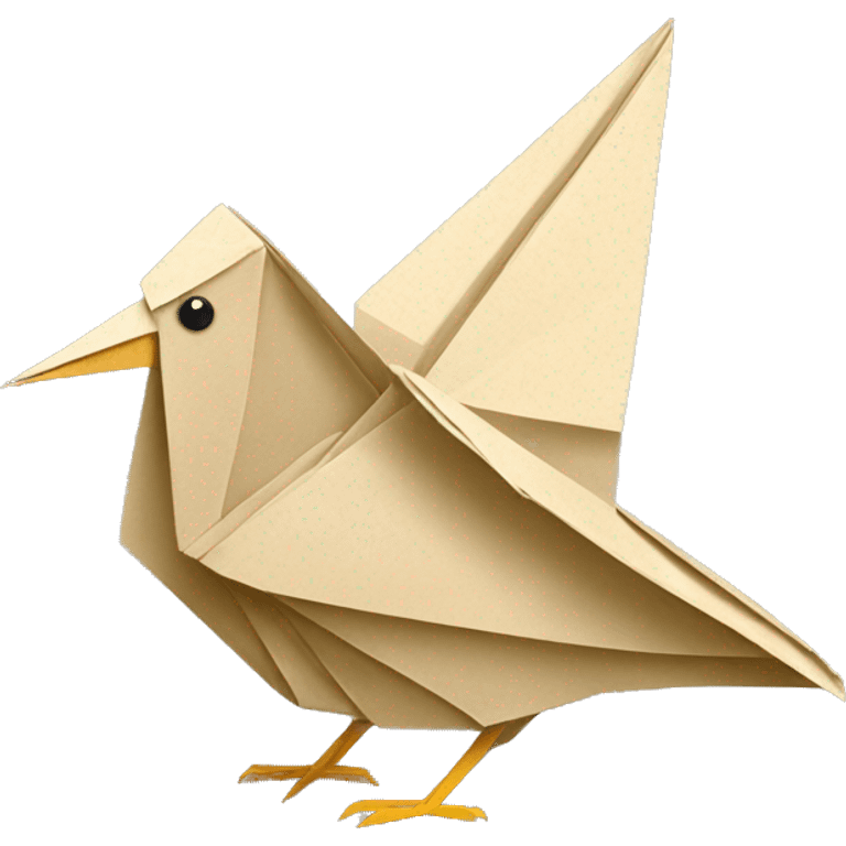 Beige Origami newspaper bird emoji