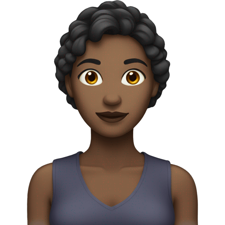 A woman dark hair and skin color emoji