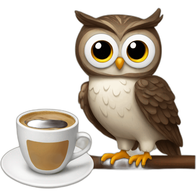 Owl and coffee emoji