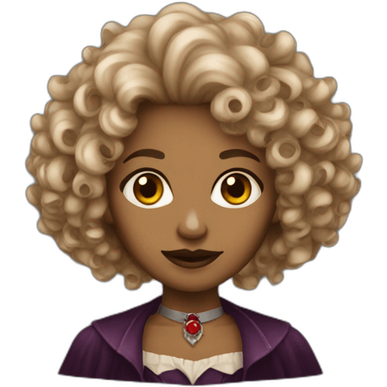 curly hair vampire lady medium skin tone emoji