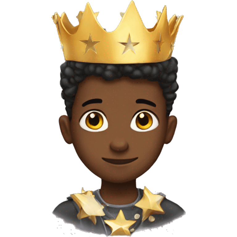 Black boy with star crown emoji